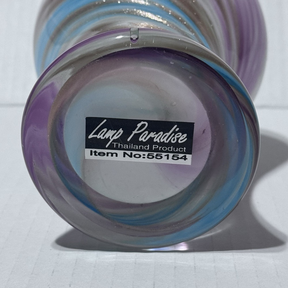 Lamp Paradise Oil Lamp Fragrance Diffuser NO WICK Purple Blue Swirl Glass - Picture 3 of 5